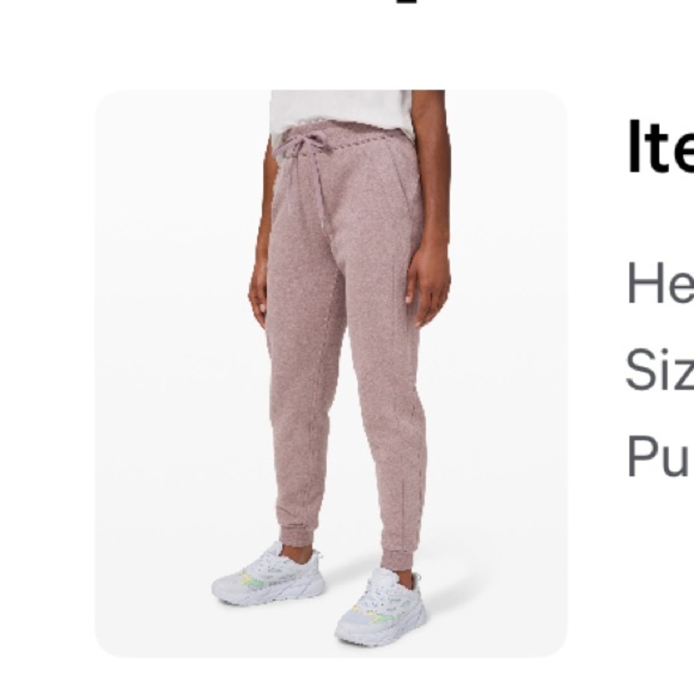 Lululemon jogger sweat pants size 8 heathered violet verbena